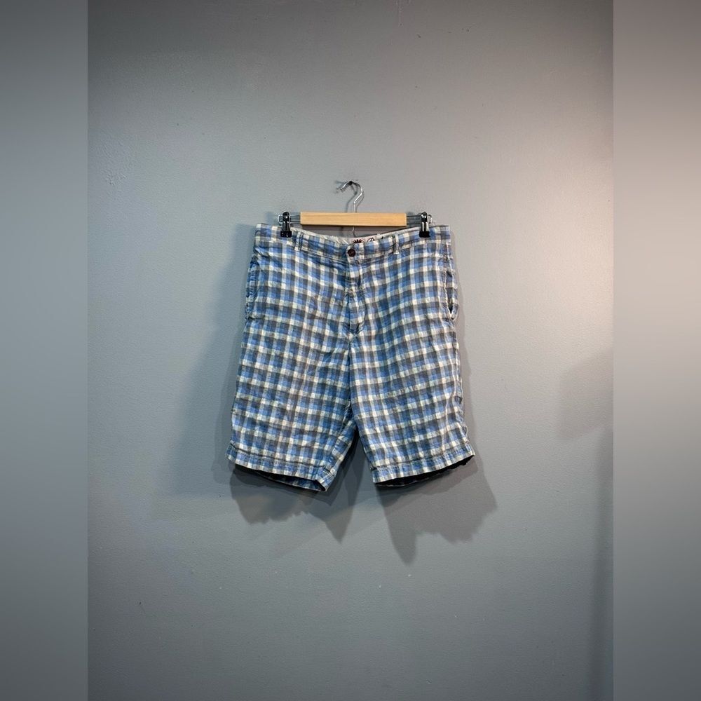 Men’s Blue Tommy Bahama Plaid Linen Shorts Size 34 EUC